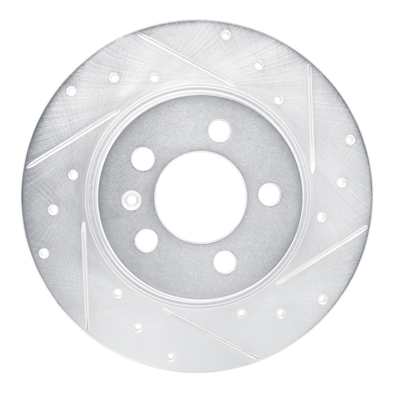 Audi A1 Brake Rotor (1) - Rear Right - R1 Concepts - Drilled & Slotted - Silver - `15-`18